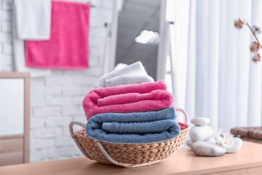 basket of white, pink, blue towels, Martina's Cleaning, Cleaner in Melksham and Devizes